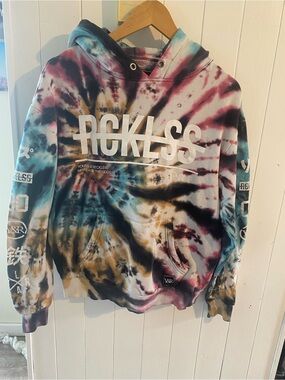 Young & Reckless Pink Black Tie-Dye Hoodie